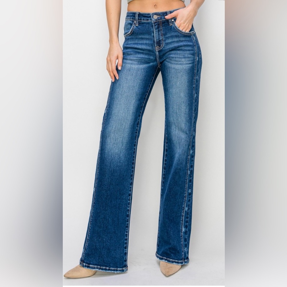 Stylish Blue Wide Leg Jeans for Women Plus Size NWT - Picture 4 of 7